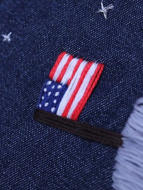 Hand Embroidered American Flag, American Flag Embroidery, Usa Embroidery, American Embroidery, Childrens Alphabet, Stitching Ideas, Embroidery Stitch, Flag Embroidery, Hat Embroidery