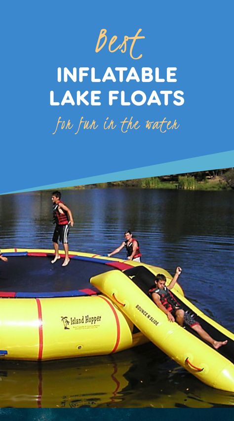 Lake Floats For Adults, Lake Toys For Adults, Summer Fun With Friends, Inflatable Lake Floats, Inflatable Floating Island, Lake Toys, Lake Floats, Water Trampoline, Lake Fun