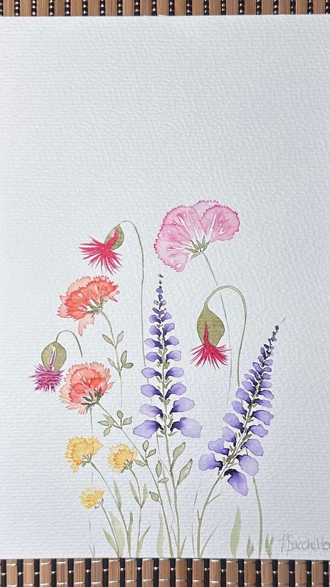 Delicate Watercolour Florals  Wildflowers Flowers Original not a print.  For reference please refer to my Instagram page @nadz1967 Original signed art 1 of 1  Ready to frame Thank you so much for your visit 😊 Free Watercolor Flowers Printable, Watercolour Wild Flowers, Watercolour Flowers Simple, Watercolour Wildflowers, Watercolor Art Flowers, Bee Bookmark, Watercolor Christmas Cards Diy, Floral Drawings, Free Watercolor Flowers