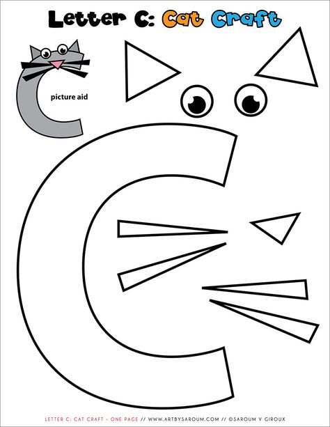 Letter C Craft, Cat Crafts Preschool, C Craft, Letter C Activities, Letter C Crafts, Preschool Letter Crafts, Alphabet Crafts Preschool, C Is For Cat, Abc Crafts