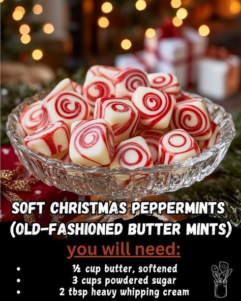 Cook Fastly Butter Mints, Soft Christmas, Mint Recipes, Candy Recipes Homemade, Christmas Candy Recipes, Festive Treats, Christmas Cooking, Peppermint Candy, Easy Family Meals