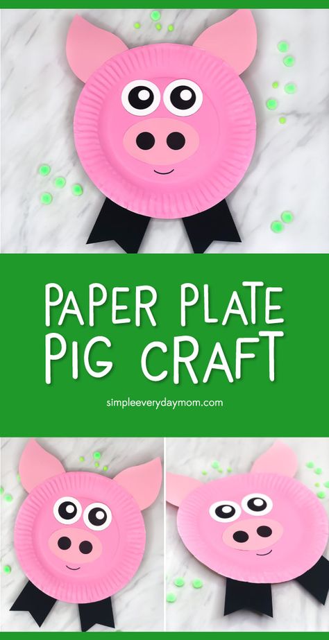 Pig Craft For Kids Ece Teacher, Paper Plate Animals, Farm Animal Crafts, Farm Craft, Paper Plate Crafts For Kids, Pig Crafts, Farm Crafts, Animal Crafts For Kids, Paper Plate Crafts