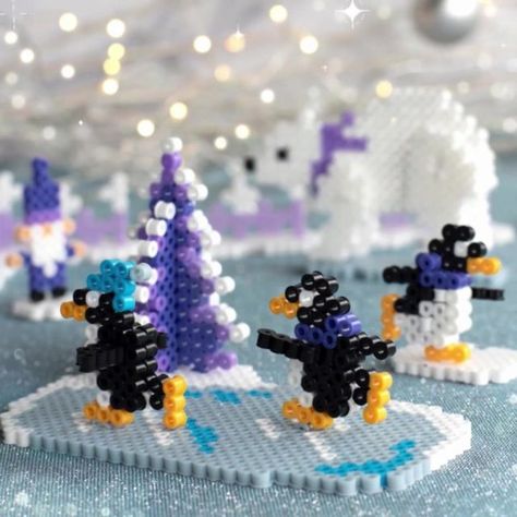 Perler Bead Ornaments Pattern, Nerdy Perler Beads, Bubble Christmas, Christmas Perler Beads, Ice House, Ice Palace, Gingerbread House Kits, Easy Perler Beads Ideas, 3d Perler Bead