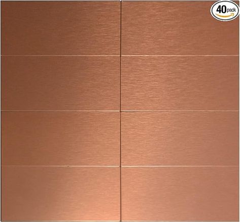 Crystiles Aluminum Peel and Stick Backsplash Panels - 3"x6" Brushed Copper Kitchen Wall Decor, 40-Pack (Copper Color) - Amazon.com Brushed Copper Kitchen, Stick Tile Backsplash, Copper Backsplash, Copper Tiles, Metallic Backsplash, Backsplash Panels, Peel And Stick Backsplash, Stick Backsplash, Brushed Copper