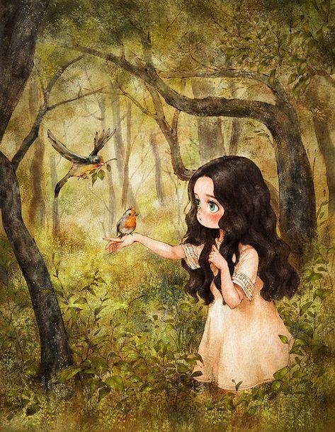 I'm an illustrator Aeppol who is painting little happiness in our daily life and small special things that we easily pass by. This is the diary of a forest girl. You can find my previous illustrations of simple everyday moments here. Forest Girl, Illustration Art Girl, Painting Of Girl, Graphic Wallpaper, Illustration Girl, Dreamy Art, Girl And Dog, Girls Cartoon Art