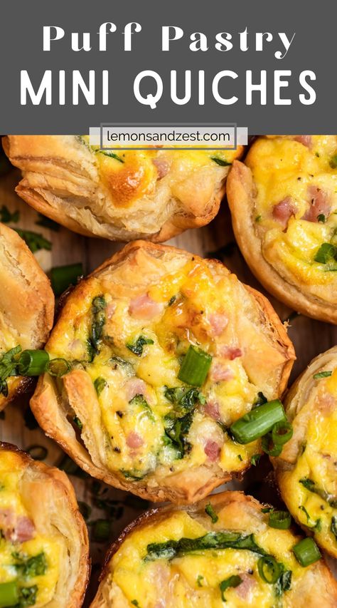 Puff Pastry Finger Food Recipes, Puff Pastry Kids Recipes, Mini Quiches In Muffin Tin Puff Pastry, Mini Puff Pastry Desserts, Puff Pastry Mini Quiche, Weekly Snacks, Breakfast Puff Pastry, Rv Snacks, Puff Pastry Quiche