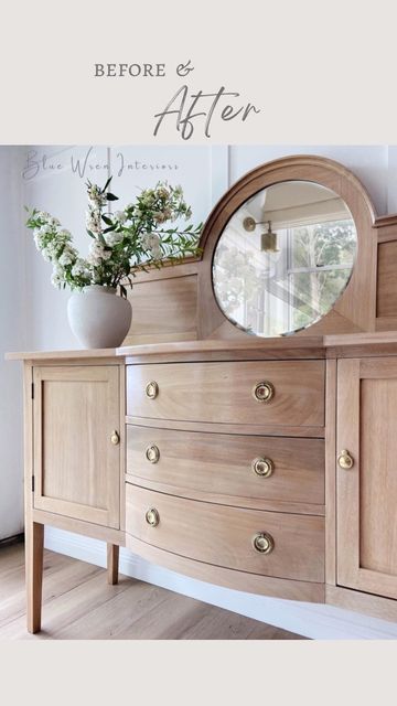 Hallway Table Makeover, Sideboard Makeover Before After, Painting Old Wood Furniture, Before And After Furniture Flip, Refinishing Buffet Sideboard, Refinished Maple Dresser, Refinishing Maple Furniture, Maple Furniture Makeover, Vintage Sideboard Makeover