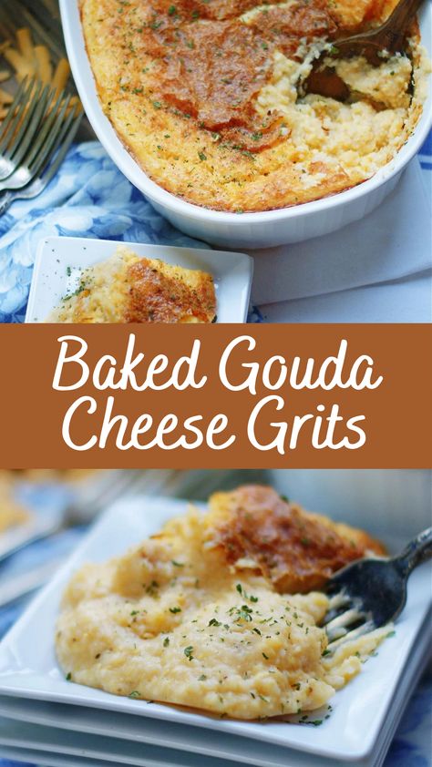 Smoked Gouda Cheese Grits, Goat Cheese Grits, Shrimp And Gouda Grits Recipe, Instant Grits Recipe, Smoked Gouda Recipes, Grit Casserole, Cheesey Grits, Sweet Grits, Gouda Cheese Grits