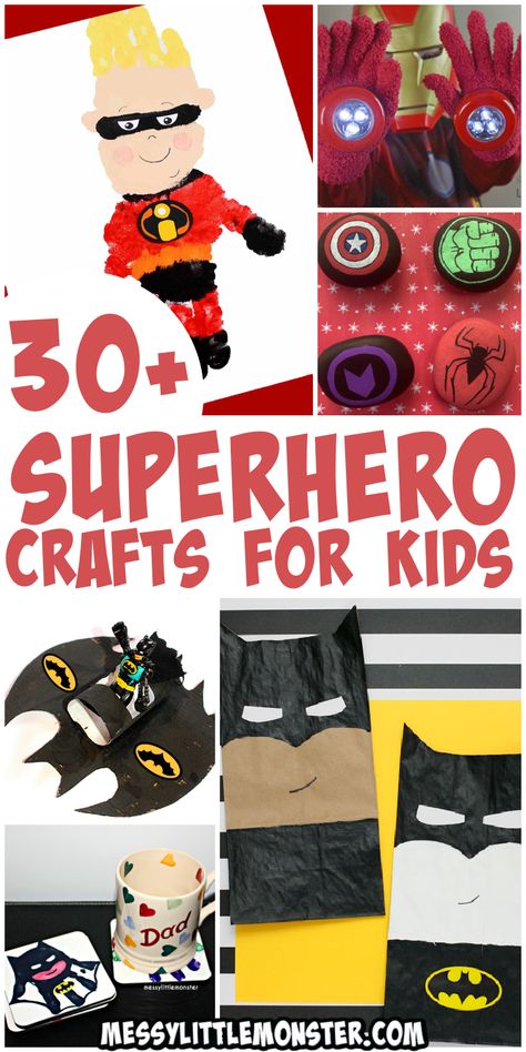 30 Fun Book Week Crafts For Preschool, National Superhero Day Activities, Superhero Craft Ideas, Preschool Superhero Theme, Superhero Art Preschool, Superhero Week Preschool, Super Hero Art Projects For Kids, Superhero Preschool Crafts, Hero Crafts For Kids