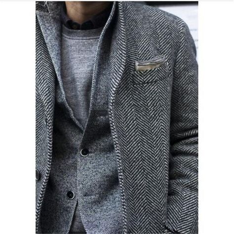 Tailored Made Grey Herringbone Mens Suit British Style Wool Tweed Tuxedos Slim Fit Blazer Wedding Suits For Men(suit+pant) - Suits - AliExpress Wedding Suits For Men, Blazer Wedding, Men's British Style, Streetwear Winter, Hoodies Men Style, Winter Fashion Coats, Grey Herringbone, Track Suit Men, Slim Fit Blazers