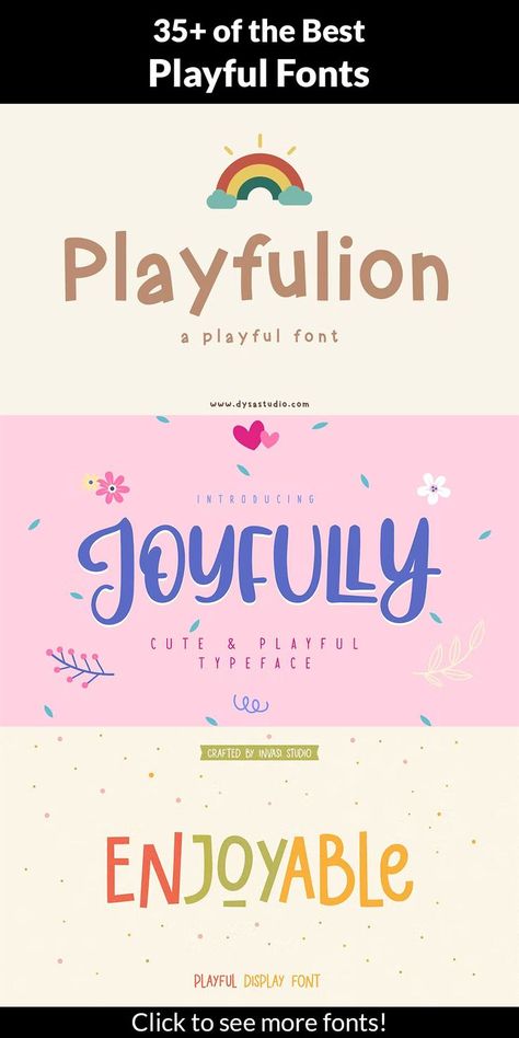 Canva Fonts For Classroom, Canva Playful Font, Playful Font Pairings, Playful Fonts Canva, Playful Fonts Free, Fun Fonts Free, Fun Canva Fonts, Fun Free Fonts, Logo Font Ideas