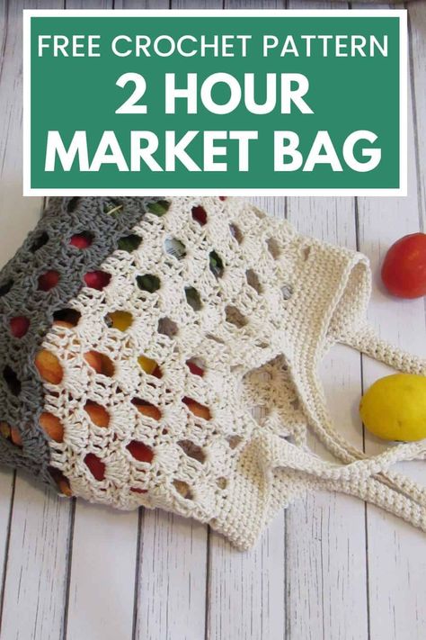 Crochet Market Bag Free Pattern, Market Bag Free Pattern, Market Tote Pattern, Crochet Grocery Bag, Bag Free Pattern, Tote Crochet, Crochet Market, Crochet Mignon, Confection Au Crochet