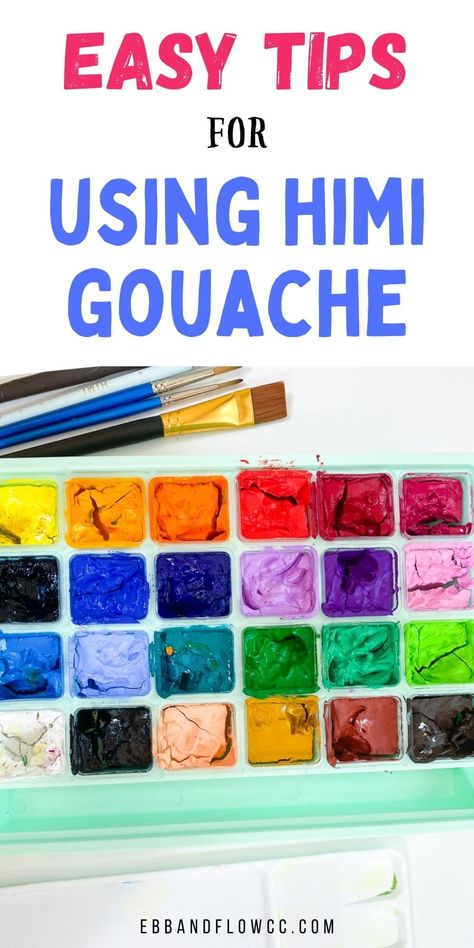 Gouache Paint Tutorial, Gouache Tips And Tricks, Gouache Ideas Easy, How To Use Gouache Paint, Gouache Painting Tips, Gouache Basics, Gouache For Beginners, Easy Gouache Painting Ideas For Beginners, Himi Paint