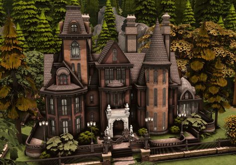 Dark Academia House Blueprint, Goth House Renovation Sims 4, Castle Sims 4 Plan, Sims 4 Addams Family House, Witch Bloxburg House, Sims 4 The Goths House, Sims Dark Academia House, Dark Academia House Plans, Sims4 Gothic House