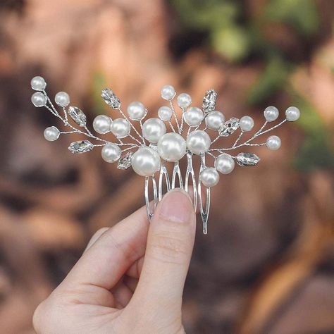 Rhinestone Hairpiece, Hair Accessories For Brides, Rhinestone Hair Clips, Pearl Hair Comb Wedding, Bridesmaid Hair Comb, Side Comb, Pearl Hair Combs, Rhinestone Hair Comb, Rhinestone Hair Clip