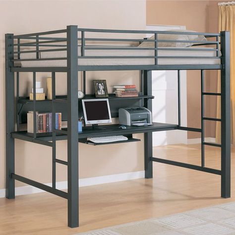 Modern Bunk Beds For Girls Room, Bunk Bed Designs For Teens, Murphy Bed Ideas, Metal Loft Bed, Bunk Beds For Kids, Murphy Bed Ikea, Bunk Bed With Desk, Beds For Kids, Modern Murphy Beds