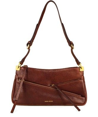 Women's Three zipped baguette shoulder bag | MANU ATELIER | 24S Purple Suede, Brown Handbag, Bags Aesthetic, Zipped Bag, Green Suede, Brown Bags, Women's Handbags, Arm Candy, Online Bags