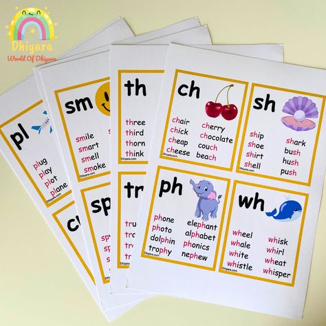 Digraphs and Blends Flashcards – FREE DOWNLOAD – World Of Dhiyara Digraphs Kindergarten, Digraphs Chart, Teaching Digraphs, Digraphs Worksheets, Digraphs Activities, Body Science, Digraph Words, Phonics Blends, Phonics Cards