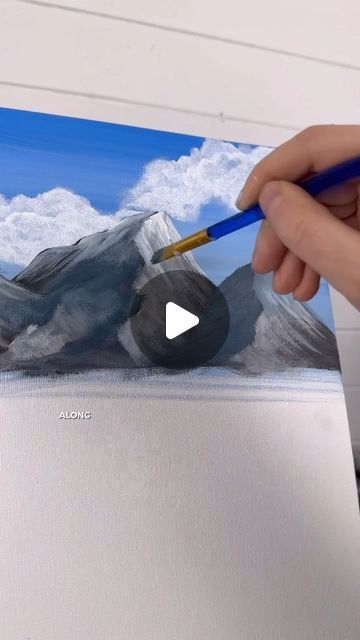 Mountain Painting For Beginners, Painting Mountains On Rocks, Beginner Oil Painting Ideas Landscapes, Acrylic Paint Mountains, Acrylic Painting Mountains Tutorial, How To Paint Mountains Easy, How To Paint A Mountain, How To Paint Mountains Acrylics, Landscape Paintings Tutorials