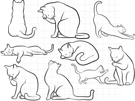 Cat Outline Tattoo, Silhouette Chat, Cat Line Art, Cat Outline, Elegant Cat, Cat Sketch, Image Chat, Black Cat Art, Animal Silhouette