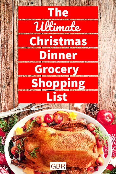 Christmas dinner grocery shopping can sometimes take a few trips. We've compiled a checklist, so you only have to make one, stress-free trip this year! #christmasdinner #ShoppingList Christmas Dinner Shopping List, Cheap Paleo Meals, Inexpensive Dinner Recipes, Cheap Vegetarian Meals, Easy Cheap Dinner Recipes, Christmas Dinner Ideas, Inexpensive Dinners, Food Shopping List, Easy Cheap Dinners