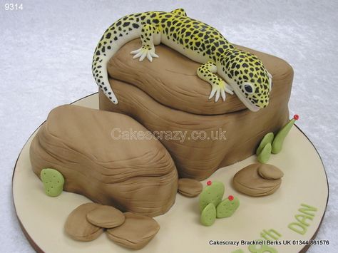 Gecko Cake, Lizard Cake, Campfire Cake, Snake Party, Reptile Party, Rock Cake, Fondant Animals, Shaped Cake, Animal Cakes