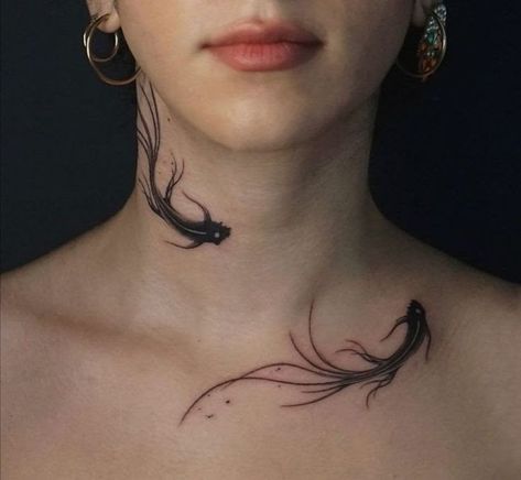 Chest Tattoo Abstract, 16 Tattoo, Side Neck Tattoo, Tato Henna, Neck Tattoos Women, Spine Tattoos For Women, Inspiration Tattoos, Neck Tattoos, Collar Bone Tattoo