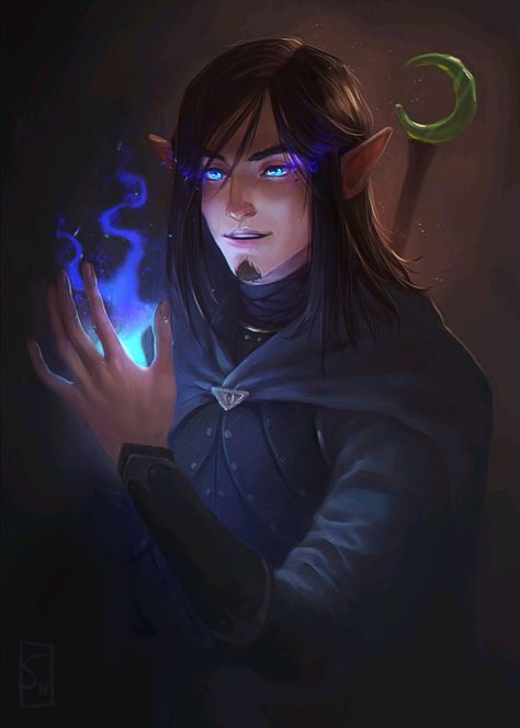 Arcane Trickster, Male Elf, Fantasy Wizard, Pathfinder Character, Elves Fantasy, Digital Painting Portrait, Elf Art, Fantasy Pictures, Fantasy Races