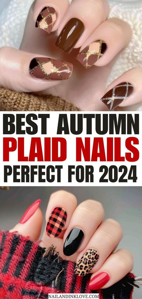 If you’re into fall plaid nails, this blog is your go-to! Their plaid nail designs and Christmas plaid nails are so creative and fun. I loved the short fall plaid nails – perfect for any occasion. You need to see these ideas for some serious nail inspo! Green Nails Autumn, Stripe Nail Art Designs, Fall Almond Nails, Plaid Nail Designs, November Nail Designs, Plaid Nail Art, Brown Nail Art, Pop Art Nails, Brown Nails Design