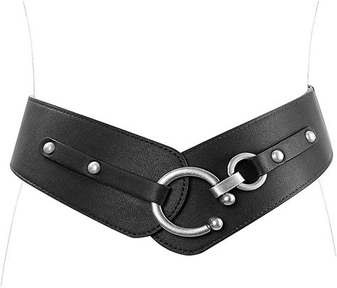 JASGOOD Women's Fashion Vintage Wide Elastic Stretch Waist Belt With Interlock Buckle Halloween Belt at Amazon Women’s Clothing store Waist Belt Women, Nice Belts, Women Belt, Branded Belts, Casual Belt, Medieval Fashion, Wide Belt, Fashion Vintage, Leather Belts