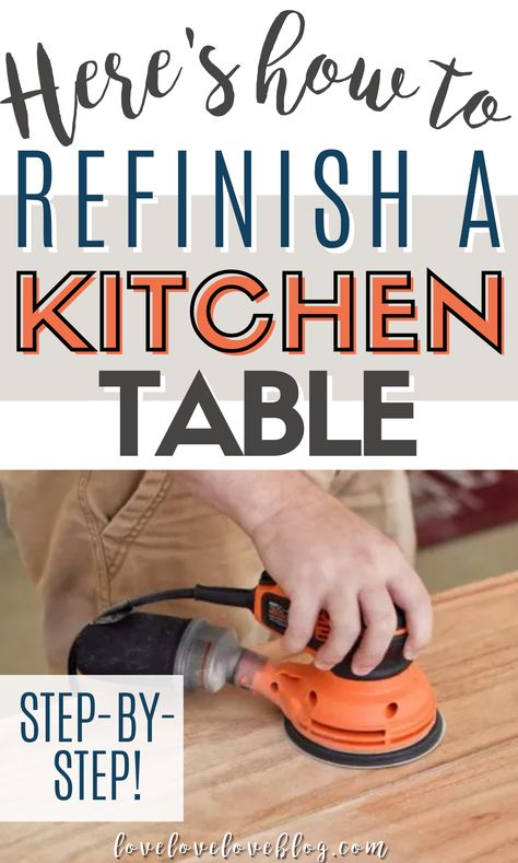 Re Finishing Kitchen Table, How To Stain A Wood Table, Sand And Refinish Wood Table, Round Kitchen Table Redo, Dinner Table Makeover Diy, Refinish Wood Dining Table, Restrain Kitchen Table, Restoration Dining Table, Modernize Farmhouse Table