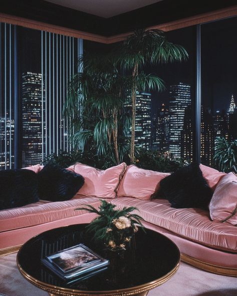 80s Inspired Apartment, 1980s City Aesthetic, 80s Apartment Interior, New York 80s Aesthetic, Vaporwave Home Decor, 80s New York Apartment, Vaporwave Interior Design, Vaporwave Apartment, 80s Decor Interior Design