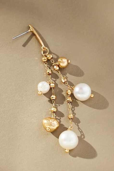 Freshwater pearl, brass, zinc, CCB, CP Ear wire styling Imported | Prairie Pearl Elegant Drop Earrings by Anthropologie in White, Women's, Freshwater Pearl/Brass/Zinc Pearl Earrings Handmade, Ear Wire, Wedding Earrings, Future Wedding, Earrings Handmade, Freshwater Pearls, Silver Jewelry, Anthropologie, Pearl Earrings