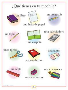 School supplies in Spanish #Spanish vocabulary Spanish School, Spanish Language, In Spanish, School Supplies, Books