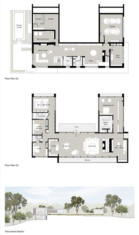 U Shape House Design Floor Plans, U Shaped Building, Functional House Plans, U Shaped House Plans, U Shaped Houses, Shaped House, Gable House, Courtyard House Plans, Simple House Design