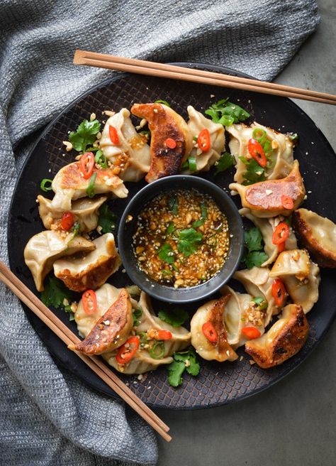 Pork Shiitake Gyoza - (Delicious) Well Nourished Freezable Meals, Dumpling Wrappers, Savory Snacks, Soy Free, Tray Bakes, Food To Make, Meal Planning, Stuffed Mushrooms, I Love