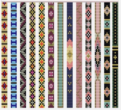 Loom Designs Bead, Bead Loom Patterns 5 Rows, 7 Row Bead Loom Patterns, Loom Bead Bracelet Patterns, Seed Bead Loom Bracelets, Bead Loom Designs Free Pattern, Bead Loom Patterns Beginner, Beaded Belts Patterns, Crochet Bracelet Pattern