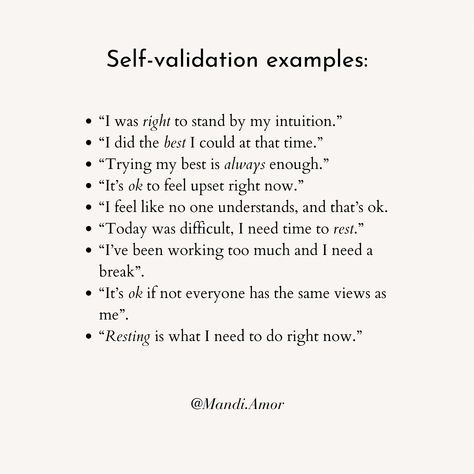 Being your best supporter is essential for self-confidence. The best way to do this is through foundational affirmations in order to practice self-validation. This helps us validate our worth and through doing this we develop the ability to celebrate our achievements more and more. The more and more we reinforce our self-worth, the brain transmits exactly the right feel-good hormones which in turn make us feel even happier. It’s always lovely to have self-validation from others, and the re... Affirmation For Self Worth, Your Doing Your Best Quotes, Self Trust Affirmation, Self Validation Affirmations, Healing Affirmations Self Love, Validation Affirmations, Self Validation Quotes, Soothing Playlist, Validating Feelings