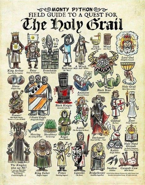 The world seems to be divided into two groups of people... Those that love Monty Python and those that don't. Monty Python Flying Circus, Black Beast, Roi Arthur, British Comedy, Monty Python, Vertical Poster, Blackest Knight, King Arthur, Field Guide