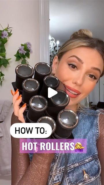 How To Put Hot Rollers In Your Hair, How To Curl Long Hair With Hot Rollers, Hot Roller Pattern, How To Use Hot Rollers For Medium Hair, Hair Products For Blowout, Hot Rollers Blowout, Hot Roller Styles For Medium Hair, Heated Rollers Tutorial, Hot Roller Curls Long Hair