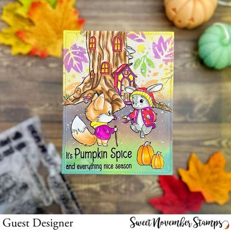 Friends of Sweet November Stamps | So excited to be a guest designer this month 🥰🧡.I thought this tree house would look so sweet together with these 2 cuties 🥰 | Facebook Sweet November Stamps, Sweet November, So Sweet, Tree House, Pumpkin Spice, So Excited, Stamp, Design