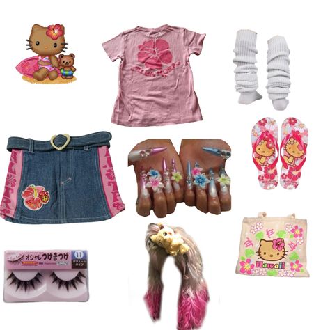 Gyaru Outfit Ideas Summer, Tropical Core Aesthetic Outfit, Tropical Gyaru Outfits, Tropicalcore Outfit, Manba Gyaru Outfits, Tropical Core Outfit, Gyaru Fashion Summer, Tropical Gyaru, Ganguro Gyaru