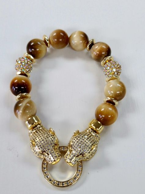 Double Tiger Earth Tone Bracelet Crystal Bracelet Ideas, Gemstones Bracelets, Stackable Beaded Bracelets, Diy Dye, Dope Jewelry Accessories, Jewelry Girl, Lion Ring, Bracelets Design, Diy Bracelet Designs