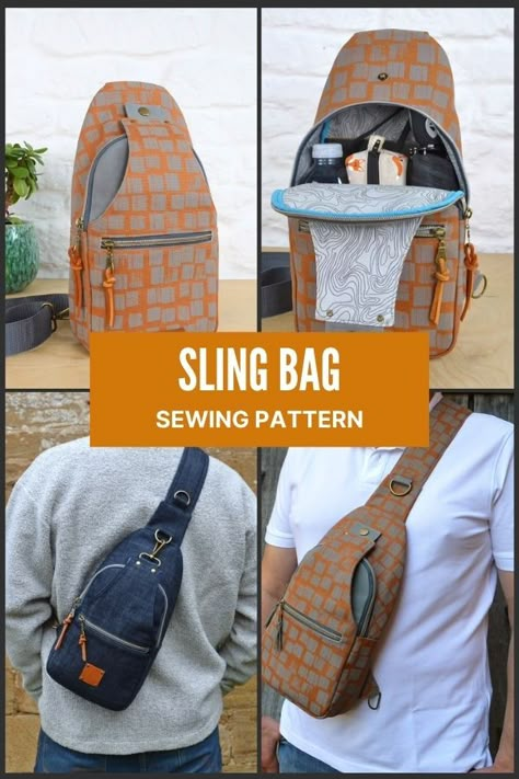 Sling Bag SEWING PATTERN - Sew Modern Bags Diy Sling Bag Pattern, Sling Bag Pattern Free, Sling Bag Sewing Pattern, Diy Sling Bag, Sewing Totes, Vintage Sling Bag, Sling Bag Pattern, Cross Body Sling Bag, Sling Bag For Men