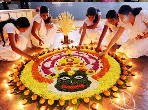 Find complete festival list in Kerala... Onam Festival Kerala, Happy Onam Wishes, Onam Pookalam Design, Onam Sadhya, Onam Wishes, Pookalam Design, Traditional Rangoli, Onam Celebration, Onam Festival