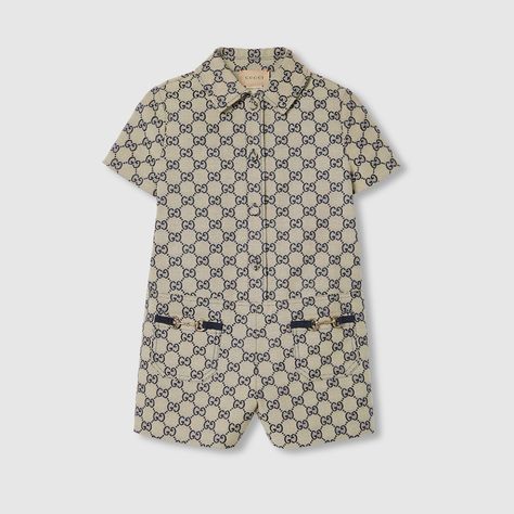 Shop the Children's GG canvas playsuit in beige at GUCCI.COM. Enjoy Free Shipping and Complimentary Gift Wrapping. Gucci Baby, House Name, Beige And Blue, Embroidered Details, Lucky Girl, Clean Cut, Fall 2024, Pre Fall, Free Logo