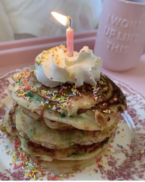 Breakfast Birthday Aesthetic, Birthday Morning Surprise Aesthetic, Pancake Cake Aesthetic, Surprise Birthday Aesthetic, Sweet 16 Morning Surprise, Pastel Birthday Aesthetic, Birthday Pancakes Aesthetic, Birthday Morning Aesthetic, Birthday Breakfast Aesthetic