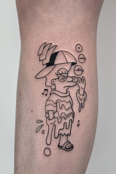 Lisa Simpson Tattoo, Cybergoth Tattoo, Holiday Tattoos, Simpson Tattoo, Skater Tattoos, Tattoo Cartoon, 9 Tattoo, Simpsons Tattoo, Hipster Drawings