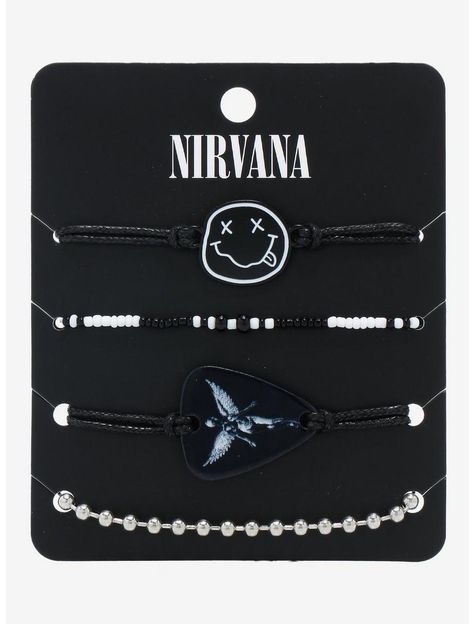 Nirvana Icons Bracelet Set Coraline Key, Music Note Bracelet, Ball Chain Bracelet, Emo Accessories, Music Bracelet, Smile Logo, Estilo Emo, Estilo Tomboy, Stone Necklace Set