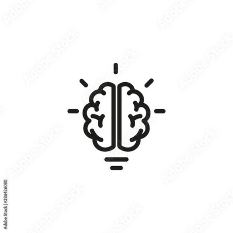 Stock Image: Creative brain line icon. Generating idea, human brain, neurology. Creative concept. Vector illustration can be used for topics like anatomy, psychology, management Brain Logo Design Creative, Brain Logo Creativity, Brain Illustration Creative, Brain Icon Logo, Human Brain Drawing, Brain Symbol, Mind Icon, Brain Logo Design, Brain Png